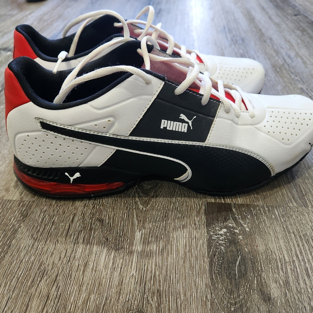 Puma Men's White, Black, and Red Athletic Shoes